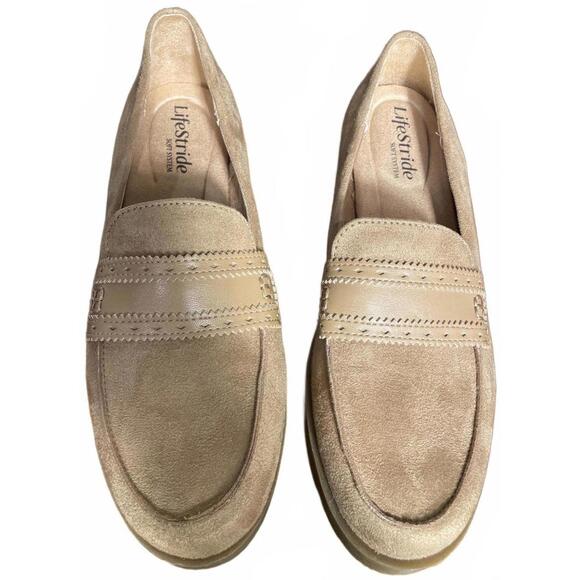Life Stride Shoes - LifeStride Suede Shoes Women's 9 Tan Loafers Comfort Career